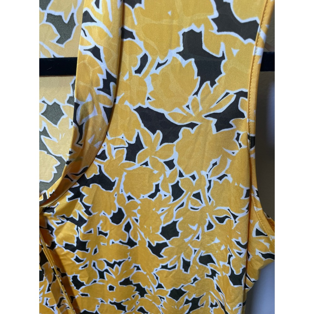 Jones New York Collection Woman Yellow Floral Sleeveless Tie Front Blouse 1X - Picture 4 of 5